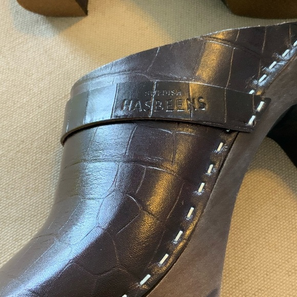 SWEDISH HASBEENS Slip In Brown Crocodile Clog - Women’s Size 37 (= Size 7) NEW - Picture 6 of 13